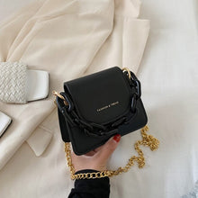 Load image into Gallery viewer, Bolsas de couro do plutônio das mulheres moda mini crossbody saco para as mulheres acrílico corrente bolsa de ombro feminina peq