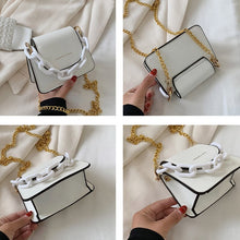 Load image into Gallery viewer, Bolsas de couro do plutônio das mulheres moda mini crossbody saco para as mulheres acrílico corrente bolsa de ombro feminina peq