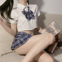 Load image into Gallery viewer, Bow Pleated Mini Skirt Women Erotic Costume Sexy Innocent Student JK Uniform Temptation Outfit Girl Ladies Cosplay Lingerie New