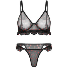 Load image into Gallery viewer, Bra and Panties Set Lingerie Erotic Costume for Sexy Womens See-Through Mesh Bikini Underwear Under-wired Bra with T-back Briefs