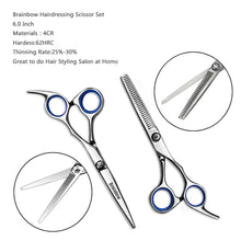 Load image into Gallery viewer, Brainbow 6 inch Cutting Thinning  Styling Tool Hair Scissors Stainless Steel Salon Hairdressing Shears Regular Flat Teeth Blades