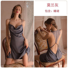 Load image into Gallery viewer, Brand sexy pajamas lace halter thin satin suspender nightdress women Home service suit