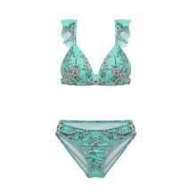 Load image into Gallery viewer, Brazilian Print Bikini Set Sexy Ruffle Straps Swim Wear Push Up Bathsuit Pad Low Waist Beach Swimwear Women Two-piece Biquinis