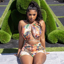 Load image into Gallery viewer, Brazilian Swimsuit 2 Piece Set Sexy Swimwear Halterneck Crop Top And Shorts Suit Swimsuits Beachwear Summer Vacation Outfits
