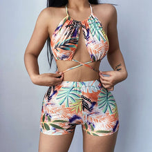 Load image into Gallery viewer, Brazilian Swimsuit 2 Piece Set Sexy Swimwear Halterneck Crop Top And Shorts Suit Swimsuits Beachwear Summer Vacation Outfits
