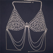 Load image into Gallery viewer, Bright rhinestone body chain jewelry for women sexy adjustable crystal tassel bra chain bikini lingerie nightclub party jewelry