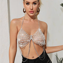 Load image into Gallery viewer, Bright rhinestone body chain jewelry for women sexy adjustable crystal tassel bra chain bikini lingerie nightclub party jewelry