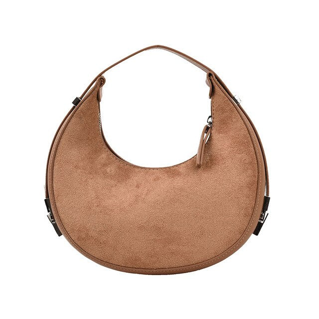 Brushed fabric handbag Women's half moon shoulder bag dumpling bag Fashion casual armpit bag Women's bag