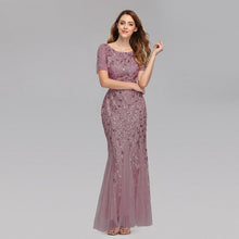 Load image into Gallery viewer, Burgundy Women&#39;s Party Beautiful And Elegant V-Neck Mermaid Sequined  Summer Dress Formal New Style