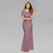 Load image into Gallery viewer, Burgundy Women&#39;s Party Beautiful And Elegant V-Neck Mermaid Sequined  Summer Dress Formal New Style
