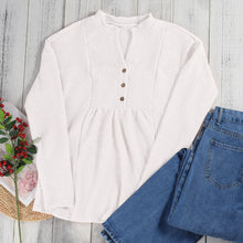 Load image into Gallery viewer, Button Draw back Lady Blouses Casual V-neck Long-sleeved Girl Clothes Bottoming Fashion Vintage Loose Sweet Women Pullover Top