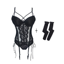 Load image into Gallery viewer, Sling Corset Top Sexy Underwear Lace Up Elasticity Body Bustier Overbust With Straps Belt  Breathable Lingerie