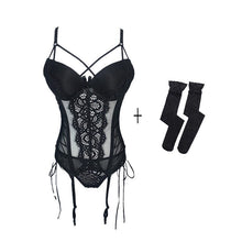 Load image into Gallery viewer, Sling Corset Top Sexy Underwear Lace Up Elasticity Body Bustier Overbust With Straps Belt  Breathable Lingerie