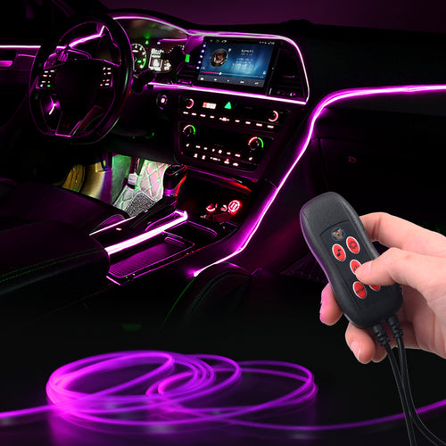 Car Interior Lights Decorative Ambient Lamp 64 Colors Multiple Modes Sound Control USB Optical Fiber Neon Atmosphere Light Strip