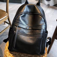 Load image into Gallery viewer, Caramel Real Genuine Leather Backpack Women Simple Fashion Cowhide Lady Leather Backpack Casual Female Rucksack Travel Bagpack