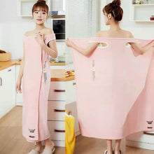 Load image into Gallery viewer, Cartoon Coral Velvet Nightgown Bathrobe Adult Sling Household Bath Skirt Absorbent Quick Drying Towel Long Pajama Dress