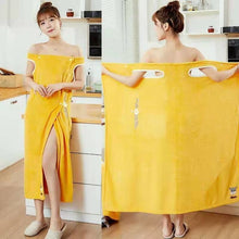 Load image into Gallery viewer, Cartoon Coral Velvet Nightgown Bathrobe Adult Sling Household Bath Skirt Absorbent Quick Drying Towel Long Pajama Dress