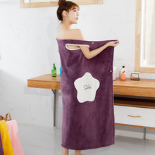 Load image into Gallery viewer, Cartoon Coral Velvet Nightgown Bathrobe Adult Sling Household Bath Skirt Absorbent Quick Drying Towel Long Pajama Dress