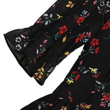 Load image into Gallery viewer, Casual A-Line Robes For Women 2021 Summer New Arrival Fashion V-Neck Short Sleeve Dress Ladies Black Print Slim Holiday Vestidos
