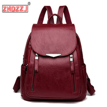 Load image into Gallery viewer, Casual Backpack Female Brand Leather Women&#39;s backpack Large Capacity School Bag for Girls Double Zipper Leisure Shoulder Bags