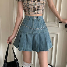 Load image into Gallery viewer, Casual Denim Mini Skirt Women Summer 2021 High-Waiste Harajuku Y2k Pleated Skirt Blue Japanese Korean Style Fashion Clothing New
