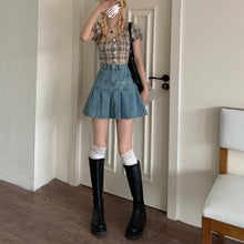 Load image into Gallery viewer, Casual Denim Mini Skirt Women Summer 2021 High-Waiste Harajuku Y2k Pleated Skirt Blue Japanese Korean Style Fashion Clothing New