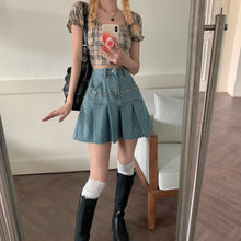 Load image into Gallery viewer, Casual Denim Mini Skirt Women Summer 2021 High-Waiste Harajuku Y2k Pleated Skirt Blue Japanese Korean Style Fashion Clothing New