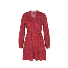 Load image into Gallery viewer, Casual Dot Ruffle A-Line Mini Dress Women Sexy V Neck Long Sleeve Dress Spring Summer New Sweet Elegant Female Dress New Arrival