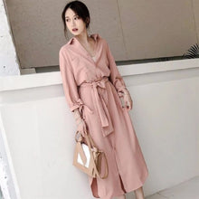 Load image into Gallery viewer, Casual Dress Women 2020 Spring Summer New Fashion Long Sleeve single-breasted  Shirt Dresses Ladies Long Dress With Belt