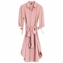Load image into Gallery viewer, Casual Dress Women 2020 Spring Summer New Fashion Long Sleeve single-breasted  Shirt Dresses Ladies Long Dress With Belt