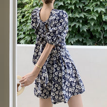 Load image into Gallery viewer, Casual Fashion Print V-Neck Jumpsuits Women Summer Backless Bandage Waist Slimming Playsuits Short Puff Sleeve Combinaison Femme