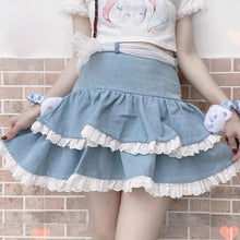 Load image into Gallery viewer, Casual Japanese Kawaii Mini Skirts Women Bandage Lace Sweet Cute Skirts Female Fluffy Pretty Princess Lolita Skirts Summer 2021