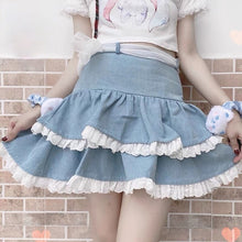 Load image into Gallery viewer, Casual Japanese Kawaii Mini Skirts Women Bandage Lace Sweet Cute Skirts Female Fluffy Pretty Princess Lolita Skirts Summer 2021