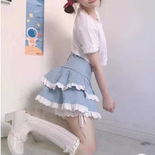 Load image into Gallery viewer, Casual Japanese Kawaii Mini Skirts Women Bandage Lace Sweet Cute Skirts Female Fluffy Pretty Princess Lolita Skirts Summer 2021