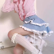 Load image into Gallery viewer, Casual Japanese Kawaii Mini Skirts Women Bandage Lace Sweet Cute Skirts Female Fluffy Pretty Princess Lolita Skirts Summer 2021