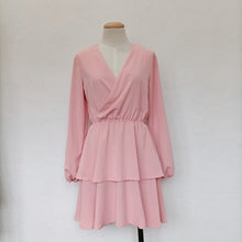 Load image into Gallery viewer, Casual Lantern Sleeve Ruffle Mini Dress Women Sexy V-Neck Elastic Waist Solid Dresses 2021 New Fashion Sweet A Line Party Dress