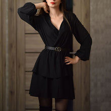 Load image into Gallery viewer, Casual Lantern Sleeve Ruffle Mini Dress Women Sexy V-Neck Elastic Waist Solid Dresses 2021 New Fashion Sweet A Line Party Dress