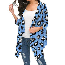 Load image into Gallery viewer, Casual Leopard Print Cardigan Women Tops Spring Autumn Fashion Long Sleeve Shawl Kimono Coat Woman Clothing Blue Blouses