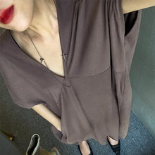 Load image into Gallery viewer, Casual Loose Design Dress Women Solid V Neck Summer Flare Sleeve Sexy  Dress 2021 Summer Fashion Elegant Robe Dresses Clothes