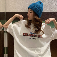 Load image into Gallery viewer, Casual Loose Fashion Basic Letter Printed All Match Oversize College Wind Street Hot Sale Women Female Short Sleeve Top T-shirts