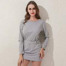 Load image into Gallery viewer, Casual O-neck Long-sleeved Sweatshirt Dress Women 2021 New Fashion Solid Color Loose Thin Versatile Lift Hip Sleeve Dress