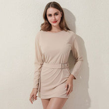 Load image into Gallery viewer, Casual O-neck Long-sleeved Sweatshirt Dress Women 2021 New Fashion Solid Color Loose Thin Versatile Lift Hip Sleeve Dress