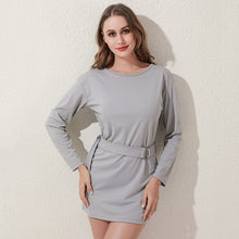 Load image into Gallery viewer, Casual O-neck Long-sleeved Sweatshirt Dress Women 2021 New Fashion Solid Color Loose Thin Versatile Lift Hip Sleeve Dress