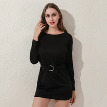 Load image into Gallery viewer, Casual O-neck Long-sleeved Sweatshirt Dress Women 2021 New Fashion Solid Color Loose Thin Versatile Lift Hip Sleeve Dress