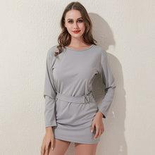 Load image into Gallery viewer, Casual O-neck Long-sleeved Sweatshirt Dress Women 2021 New Fashion Solid Color Loose Thin Versatile Lift Hip Sleeve Dress
