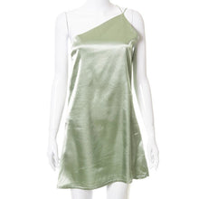 Load image into Gallery viewer, Casual Open Back Sexy Party Club Dress Women One Shoulder Backless Mini Dresses Fashion 2021 Summer Elegant Strap Satin Dress