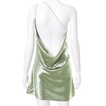 Load image into Gallery viewer, Casual Open Back Sexy Party Club Dress Women One Shoulder Backless Mini Dresses Fashion 2021 Summer Elegant Strap Satin Dress