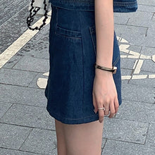 Load image into Gallery viewer, Casual Puff Short Sleeve Turn Down Collar Denim Coat + High Waist Slim Short Skirts Suits Two Piece Sets Summer Ensembles Femme