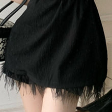 Load image into Gallery viewer, Casual Shorts Suits Temperament Niche Design Sensual Clavicle Hollow Tassel Top  + Elastic Waist Shorts With Belt Two Piece Sets