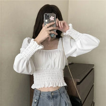 Load image into Gallery viewer, Casual Sweet Female Blouse Women Summer 2021 Slim White France Elegant Blouse Bubble Sleeve High Street Korean Fashion Clothing